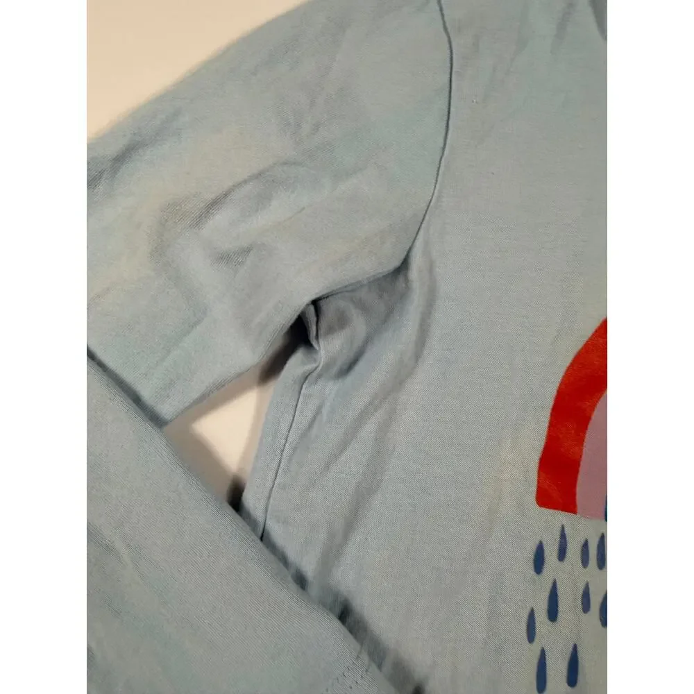 Tea Collection Rainbow Lightning Rain Graphic Long Sleeve Blue Tee Size 5
